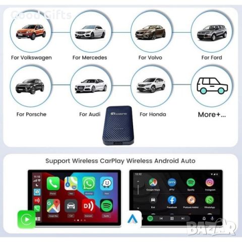 Безжичен адаптер за кола Apple CarPlay Android Auto, снимка 2 - Аксесоари и консумативи - 46169731