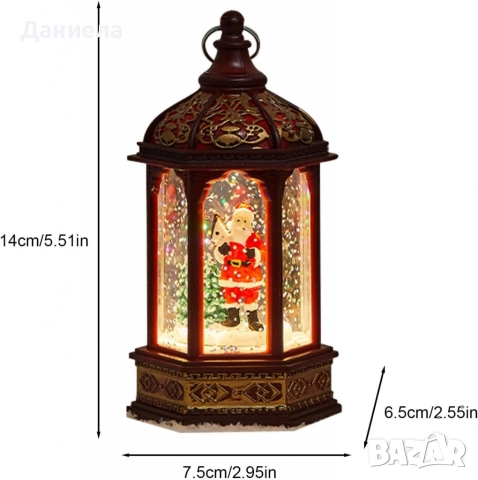 Коледен светещ фенер с въртящ се снежен ефект – уют и коледна магия, снимка 5 - Декорация за дома - 52812510