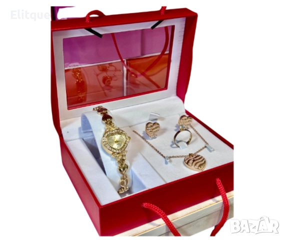 Луксозен дамски комплект часовник с бижута 4в1, идеалният подарък за изискани дами