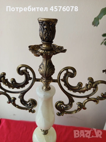 красив свещник оникс и бронз, снимка 4 - Антикварни и старинни предмети - 53691174