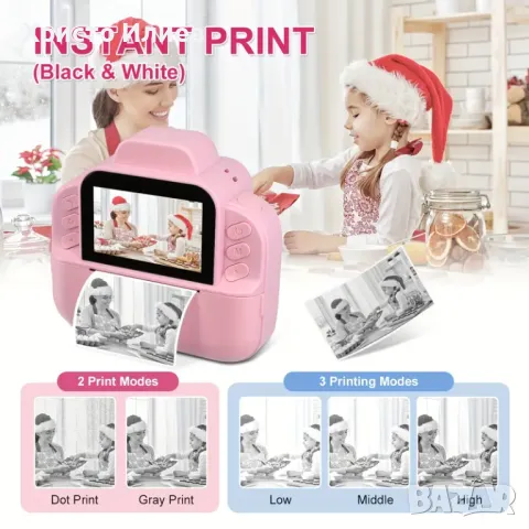 Детска камера с функция за печат Детски фотоапарат с дисплей за моментни снимки, снимка 9 - Друга електроника - 50280147