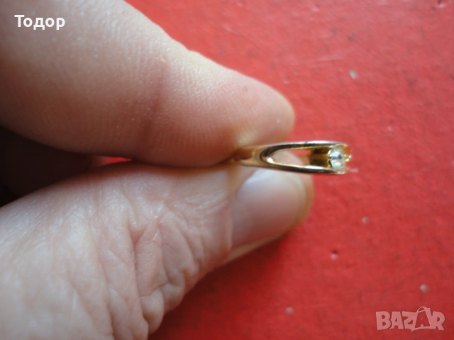 Позлатен пръстен с камък 1, снимка 4 - Пръстени - 53052476