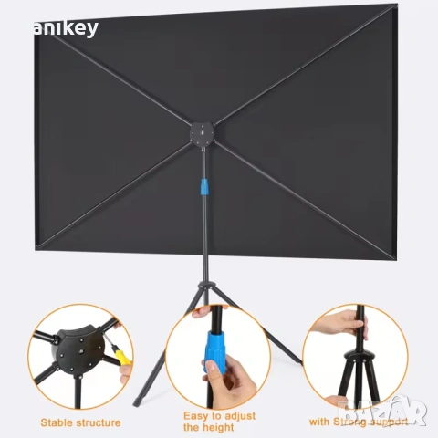 80" Проекционен екран със стойка – компактен, 4K, бърз монтаж, снимка 2 - Плейъри, домашно кино, прожектори - 53201575