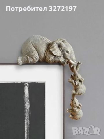 Комплект 3 бр. ръчно рисувани фигурки на слончета от полирезин, снимка 2 - Статуетки - 46229341