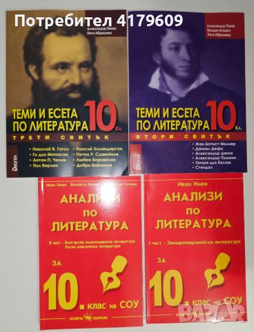 Помагала по литература за 10.клас, снимка 1 - Учебници, учебни тетрадки - 46726025