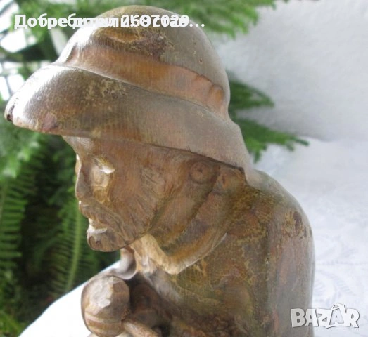 41см. стара Дървена фигура, дърворезба птица, малкия Мук, Хемингуей седнал мъж, снимка 15 - Статуетки - 31999522