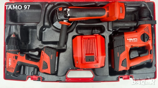 Hilti комплект - Акумулаторен сет от перфоратор, винтоверт и ъглошлайф, снимка 2 - Други инструменти - 52031379