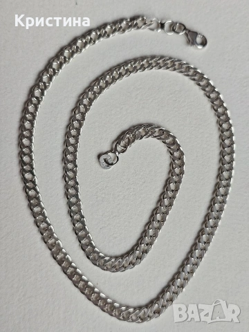 Красив сребърен синджир, снимка 3 - Колиета, медальони, синджири - 53067396