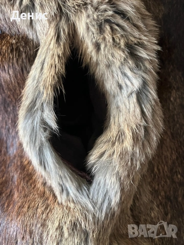 Дълго дамско палто от естествен косъм (нутрия) – L/XL, с подвижна част, ретро модел, снимка 14 - Палта, манта - 53295608