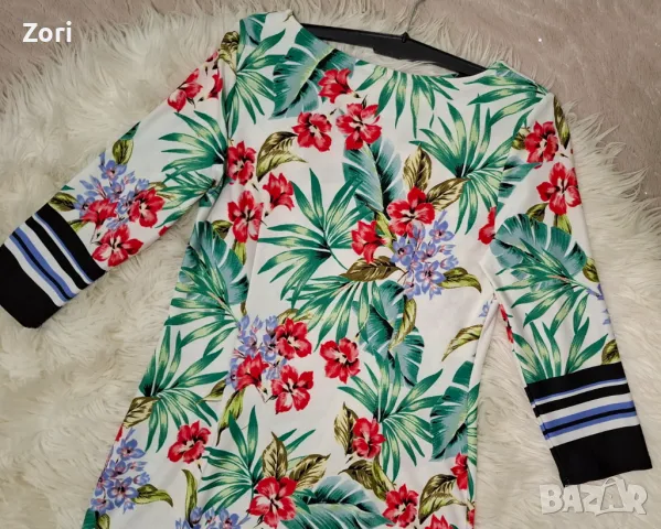 КРАСИВА рокля с флорален принт и 7/8 дължина на ръкава, снимка 3 - Рокли - 49713593