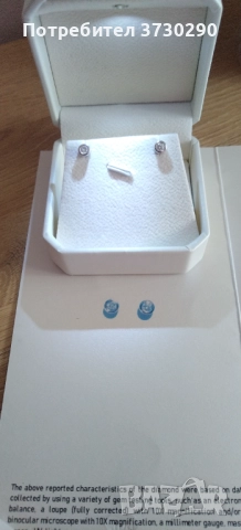 Диамантени обеци 18к бяло злато , снимка 3 - Обеци - 52821539