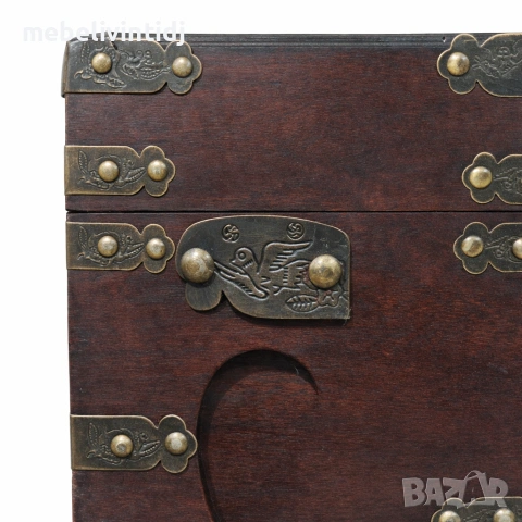 Антична дървена ракла с метални обкови, снимка 7 - Ракли - 53557755