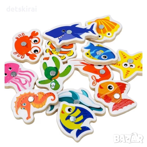 Дървена игра Риболов и Мозайка - 2 в 1, снимка 3 - Образователни игри - 52297669