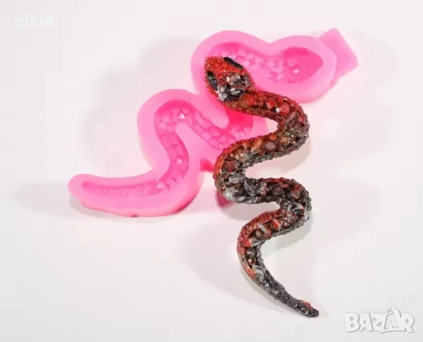 змия с камъни силиконов молд форма фондан шоколад гипс декор, снимка 2 - Форми - 54204573