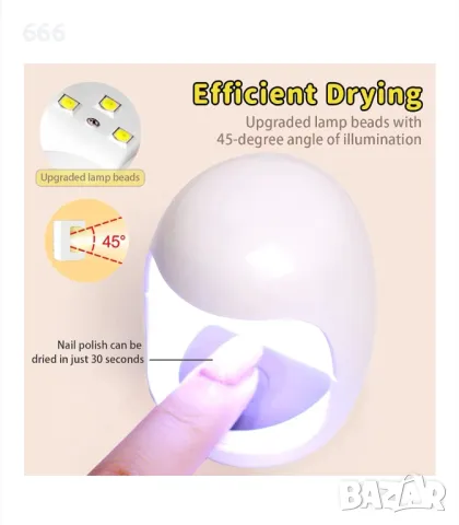 UV лампа за нокти, дизайн на яйца, преносима, USB зареждане, бързосъхнеща, снимка 3 - Други стоки за дома - 50430259