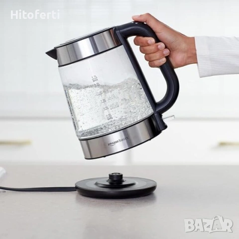 Електрическа кана Amazon Basics, стъклена, 1.7 л, снимка 3 - Кани - 53787311