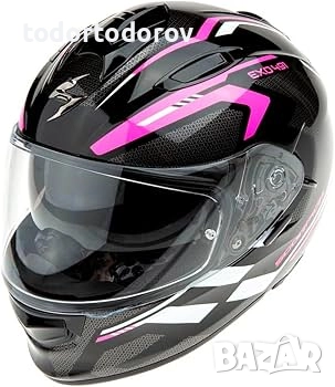 Мото Каска SCORPION EXO-491 KRIPTA Pink-Black, вградени очила, снимка 2 - Аксесоари и консумативи - 52528307