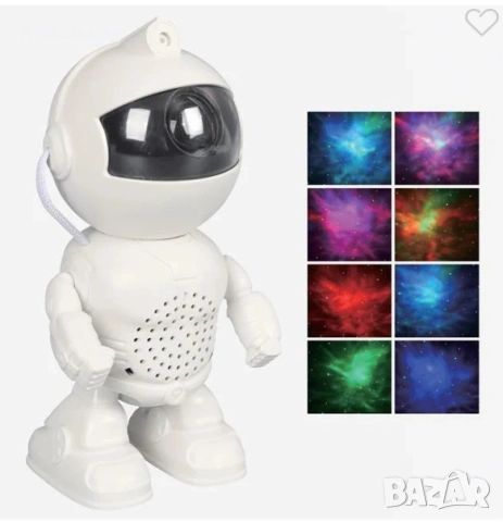 Робот нощна лампа LED прожектор и тонколона астронавт дистанционно  11 x 8 x 20 cm, снимка 2 - Играчки за стая - 53433927