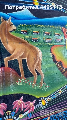 Античен ръчно изработен килим в наивен стил, снимка 3 - Гоблени - 50574937