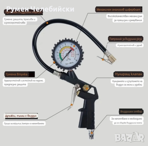 Пистолет за Помпане на Гуми , снимка 3 - Компресори - 51479712