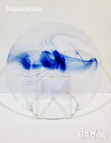 Винтидж стъклени чинии Bormioli Rocco Murano Blue Swirl, снимка 5 - Други ценни предмети - 52960399