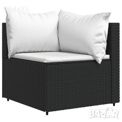 vidaXL Градински ъглов диван с възглавници черен полиратан(SKU:319729, снимка 1 - Градински мебели, декорация  - 45674227
