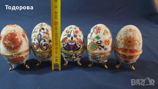 Лот от порцеланови яйца-бижутиери-15 броя, снимка 7 - Антикварни и старинни предмети - 53210023