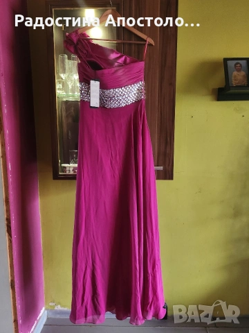 Официална рокля в циклама с камъни , снимка 3 - Рокли - 54086810