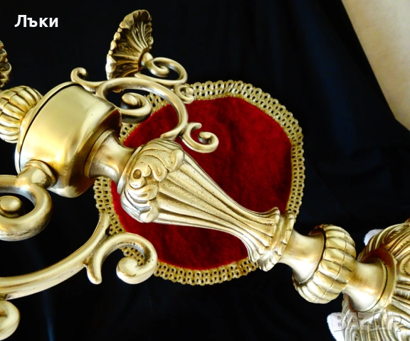 Бронзов свещник,троен свещник,барок 2.8 кг., снимка 5 - Антикварни и старинни предмети - 54271714