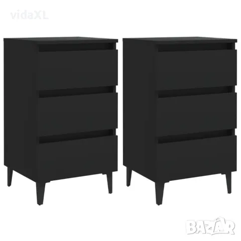 vidaXL Нощни шкафчета с метални крака, 2 бр, черни, 40x35x69 см(SKU:805908), снимка 1 - Шкафове - 48438747