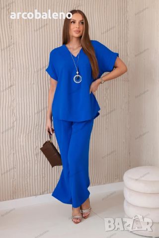 Дамски комплект с колие блуза + панталон, 13цвята , снимка 17 - Комплекти - 46401685