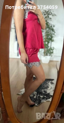 Дамски сатениран комплект за спане от 5 части , снимка 8 - Бельо - 52402405