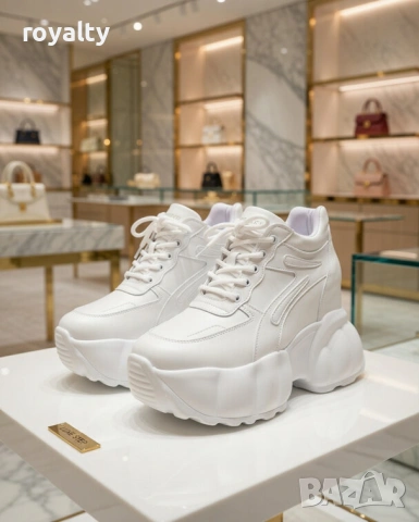 Кецове на платформа - бяла кожа, снимка 3 - Кецове - 54028936