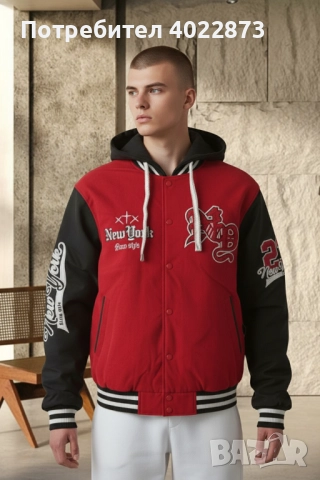 Мъжко Луксозно Бомбер Яке в червен цвят , снимка 6 - Якета - 52466379