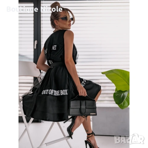 Черна рокля с колан  , снимка 5 - Рокли - 53707922