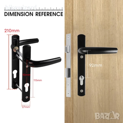 Комплект дръжки за врати SWAWIS 92мм с монтажни аксесоари за входни интериорни и вътрешни врати НОВО, снимка 2 - Други - 53168251