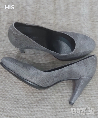 Ecco елегантни дамски обувки с ток, нови, 36 номер, естествена кожа, сиви, снимка 7 - Дамски елегантни обувки - 39868851