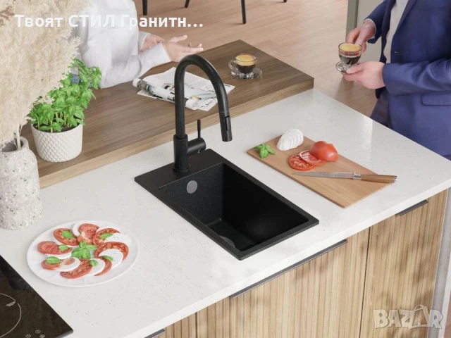 Графит кухненска гранитна мивка Рига 30 XL 280 x 500 mm, снимка 2 - Мивки - 51248957