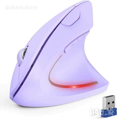 Ергономична вертикална безжична мишка TECKNET – Bluetooth + USB, 4800 DPI