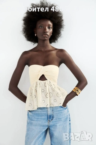 ZARA бродиран топ р-р С/М