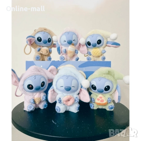 Комплект 6 броя Labubu играчка Стич – Плюшен ключодържател 18см (различни видове), снимка 9 - Плюшени играчки - 51443262