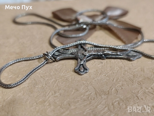 Сребърен синджир с Кръст(383), снимка 7 - Колиета, медальони, синджири - 52540273