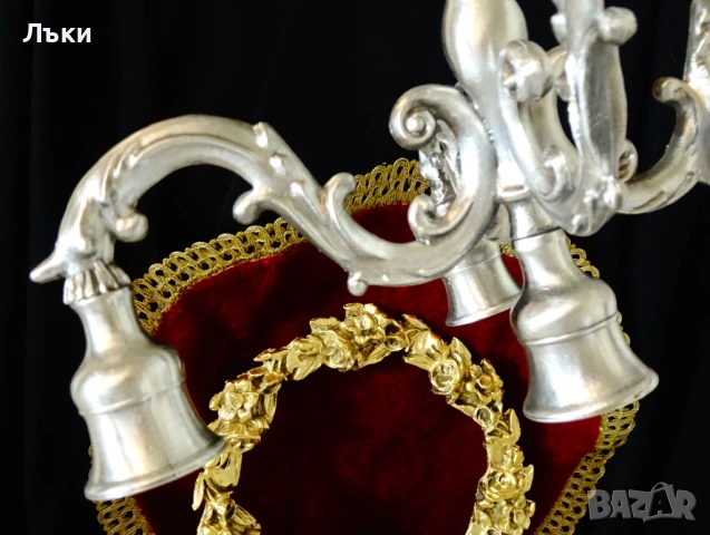 Калаен свещник петица 1 кг.,барок,печат. , снимка 5 - Антикварни и старинни предмети - 53660789