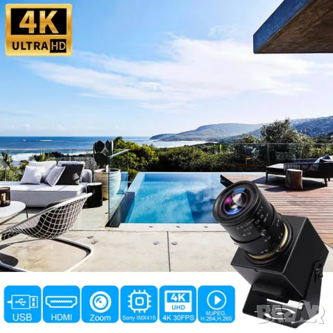 SVPRO 4K Камера 8MP Ultra HD Уеб камера 2,8-12 мм, снимка 3 - HD камери - 47988983