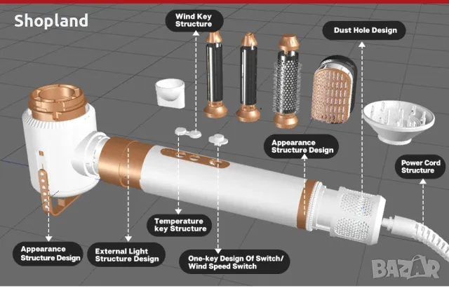 Висококачествен сешоар 7в1, снимка 3 - Фризьорски принадлежности - 48517703