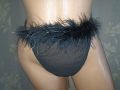 Секси черни прашки с висока талия от тюл с естествени пера , снимка 5