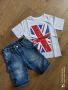 Маркови къси дънки и тениска за момче, снимка 1 - Детски къси панталони - 45983566