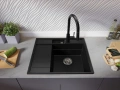 Черна гранитна кухненска мивка Сидни 620-45 Pocket Ergo Multilevel, снимка 8