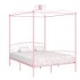 vidaXL Рамка за легло с балдахин, розова, метал, 160x200 см（SKU:284490