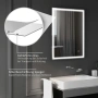 HOMCOM Огледало за баня с осветление 90x70 см LED, снимка 11